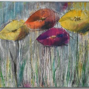 papaveri 70x80cm Acryl Mixed Media